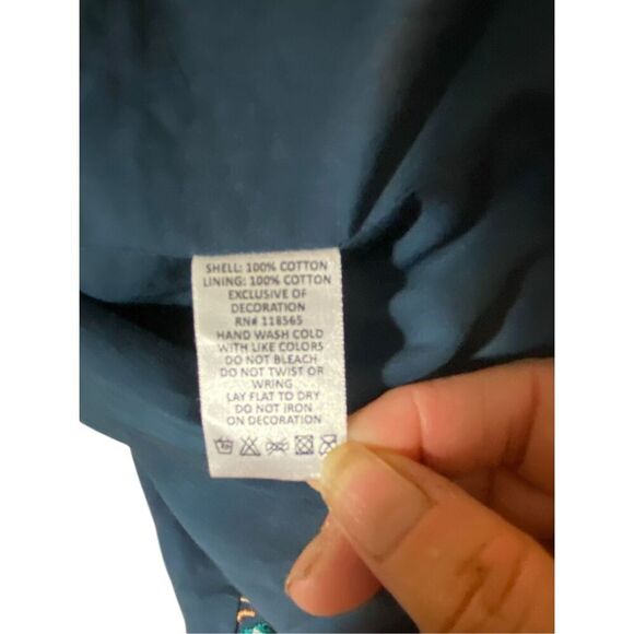 Curations Embroidered Boho Mirror Jacket Size XL Navy Blue Festival Folk Style N - Picture 7 of 7